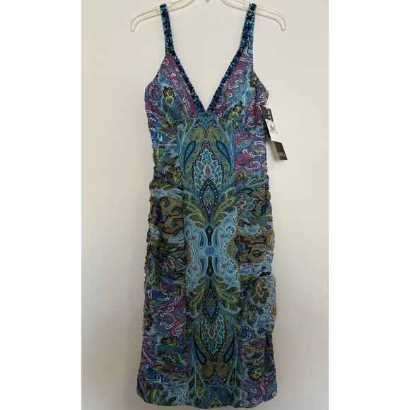 Adrianna Papell Dresses & Skirts - Adrianna Papell Silk Babydoll Dress Beaded / Sequince Size 12 Fairycore New